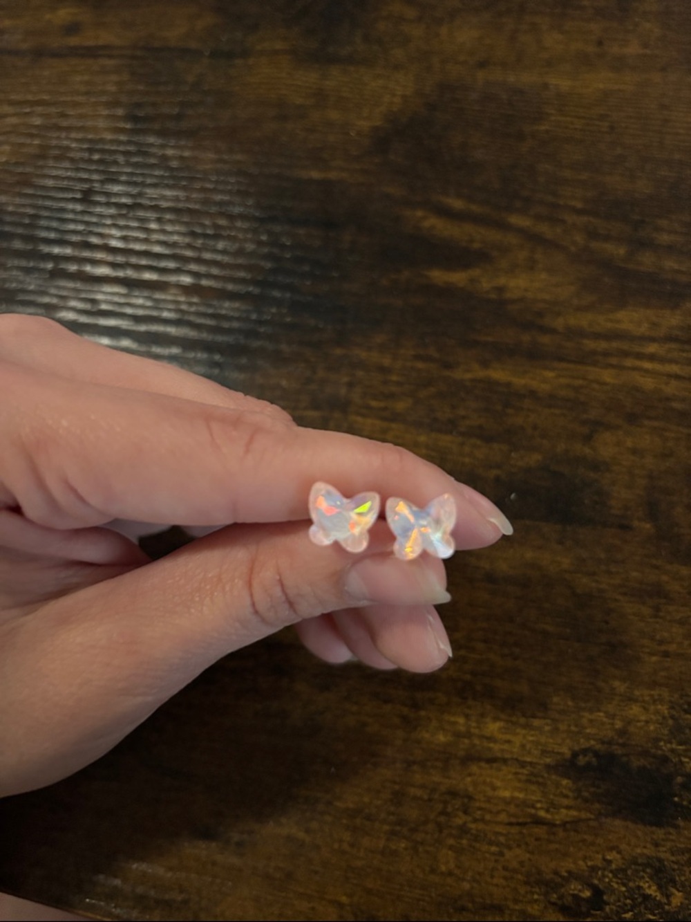 Iridescent Butterfly Earrings- Pink